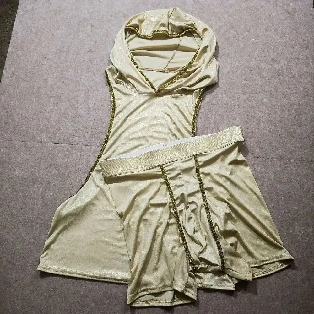 Elegant Gold Men's Brief Hoodie Set #2